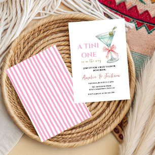 Gender Neutral Tiny One is on the Way, Pink bow Invitation