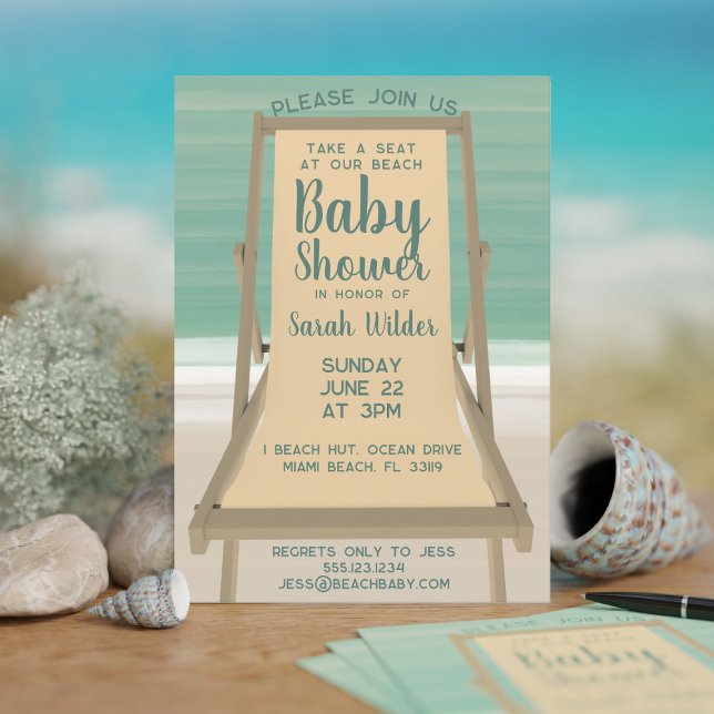 Gender Neutral Turquoise Ocean Beach Baby Shower Invitation (A baby shower invitation inspired by a turquoise ocean and a sandy beach. Add your details!)
