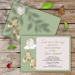 Gender Neutral Twin Fox Woodland Baby Shower * Invitation
