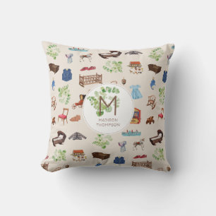 Gender Neutral Vintage Baby Nursery Toys Pattern Cushion