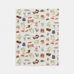 Gender Neutral Vintage Baby Nursery Toys Pattern Fleece Blanket