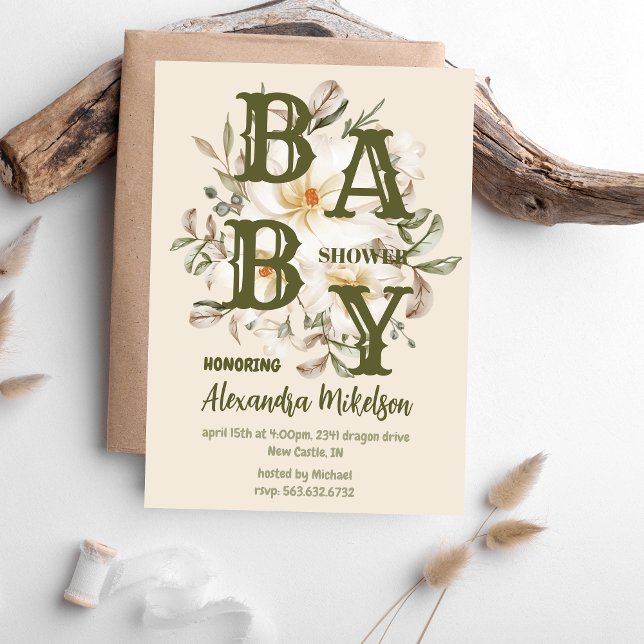 Gender Neutral Vintage Floral Baby Shower Invitation (Creator Uploaded)
