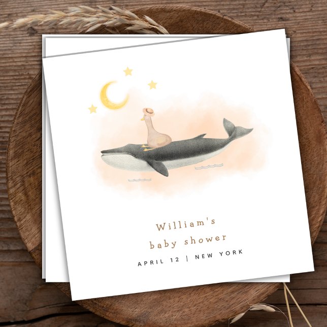 Gender Neutral Vintage Whale & Duck Baby Shower Napkin (Gender Neutral Vintage Whale & Duck Baby Shower Napkins)