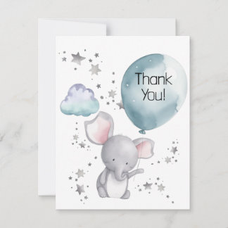 Gender Neutral Watercolor Baby Elephant Thank You