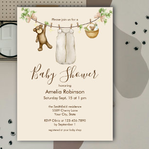 Gender Neutral Watercolor Boho Baby Shower  Invitation