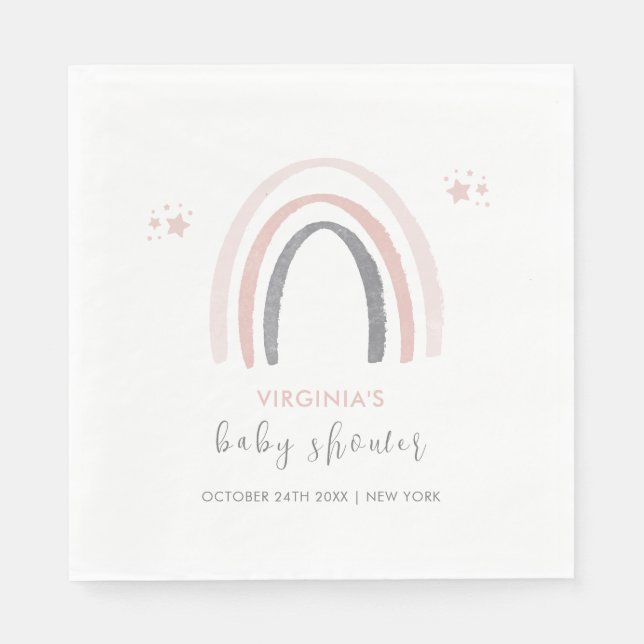 Gender Neutral Watercolor Boho Rainbow Baby Shower Napkin (Front)