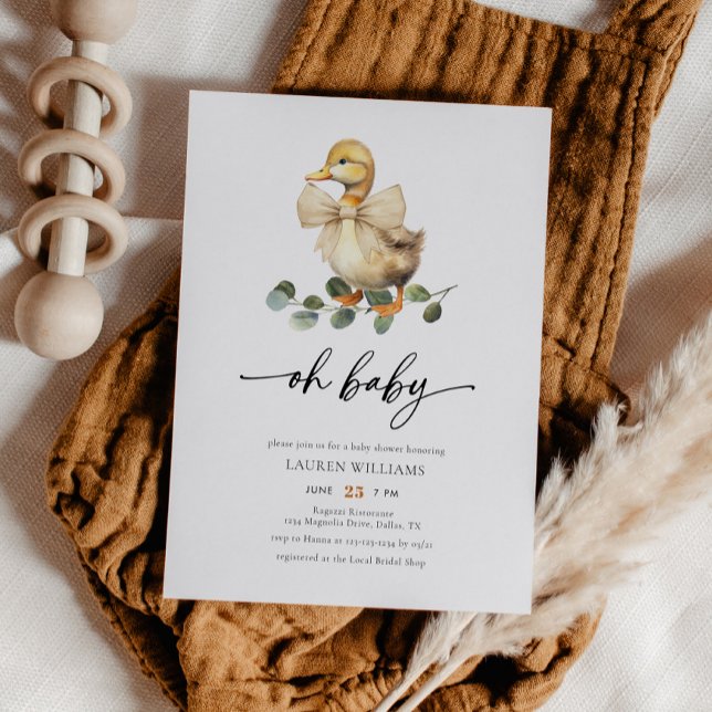 Gender Neutral Watercolor Duck Baby Shower Invitation (Creator Uploaded)