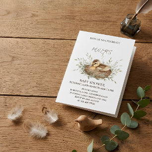 Gender Neutral Watercolor Duckling Baby Shower Inv Invitation