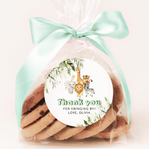 Gender neutral watercolor safari birthday party classic round sticker