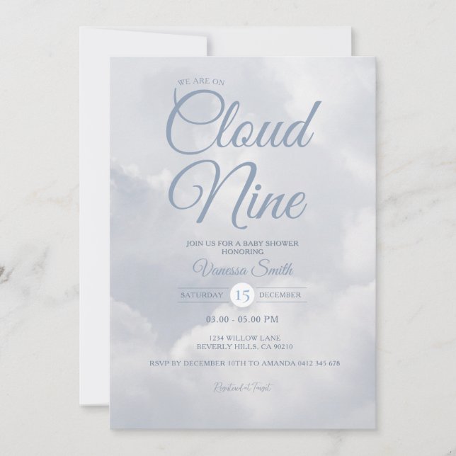 Gender Neutral We Are On Cloud Nine Baby Shower Invitation (Front)