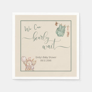 Gender Neutral We Can Bearly Wait Baby Shower Napkin