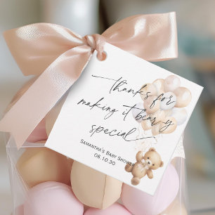 Gender Neutral We Can bearly Wait Cute Teddy Bear Favour Tags