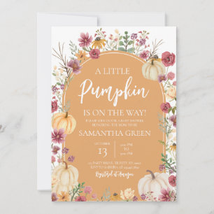 Gender Neutral Wildflower Pumpkin Baby Shower Invitation