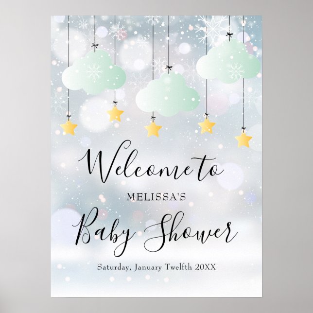 Gender Neutral Winter Baby Shower Welcome SIgn (Front)