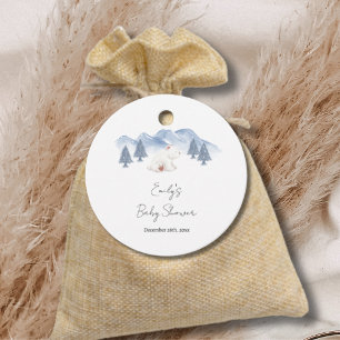 Gender Neutral Winter Polar Bear Baby Shower  Favour Tags