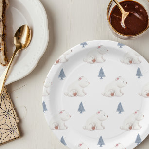 Gender Neutral Winter Polar Bear Baby Shower  Paper Plate