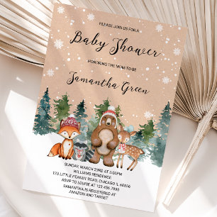 Gender Neutral Winter Woodland Baby Shower Invitation