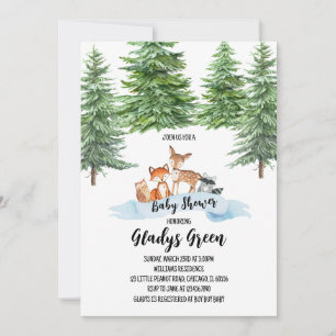 Gender Neutral Winter Woodland Baby Shower Invitation