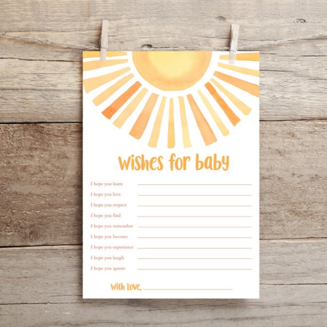Gender Neutral Wishes for Baby boho sunshine sun Invitation (Creator Uploaded)