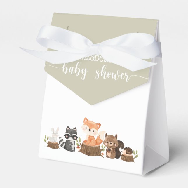Gender Neutral Woodland Animal Baby Shower Favour  Box (Front Side)