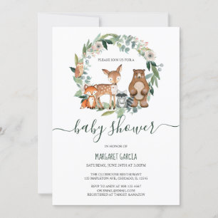 Gender Neutral Woodland Animals Baby Shower Invitation
