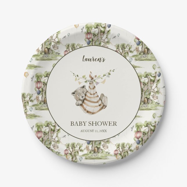 Gender Neutral Woodland Animals Baby Shower  Paper Plate (Front)