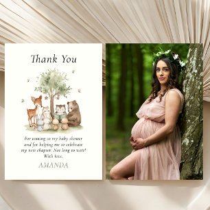 Gender Neutral Woodland Animals Baby Shower Photo Thank You Card