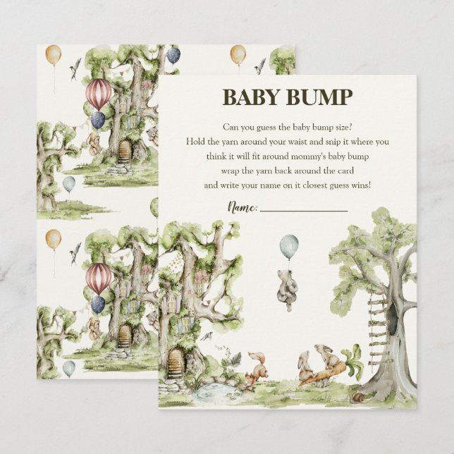 Gender Neutral Woodland Baby Shower Bump Game Enclosure Card (Front/Back)