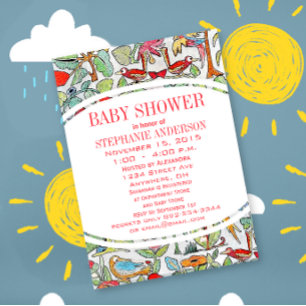 Gender Neutral Woodland Creatures Baby Shower Invitation