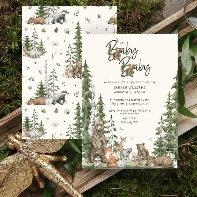 Gender Neutral Woodland Forest Oh Baby Baby Shower Invitation (Oh Baby Baby Shower Invitation)