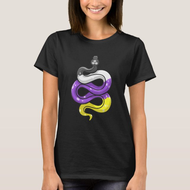 Gender Non binary Pride Stuff LGBT Snake Reptile   T-Shirt (Front)