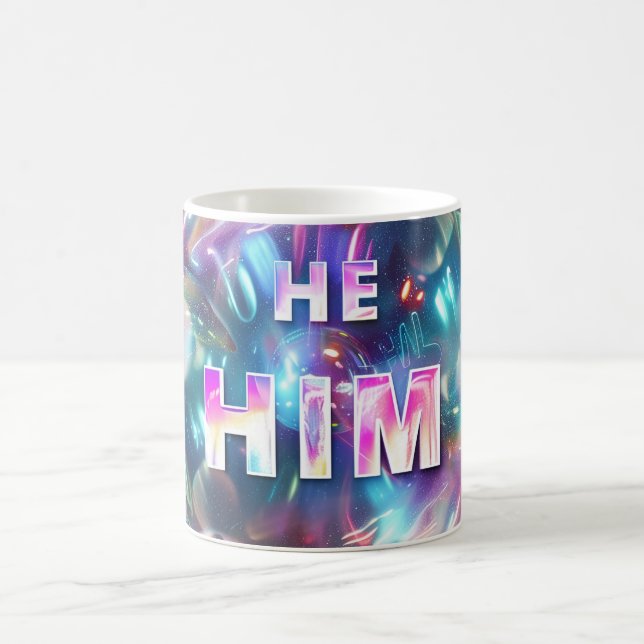 Gender Pronouns He/Him Digital Art Mug (Center)