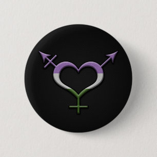 Gender Queer Pride Gender Neutral Symbol 6 Cm Round Badge