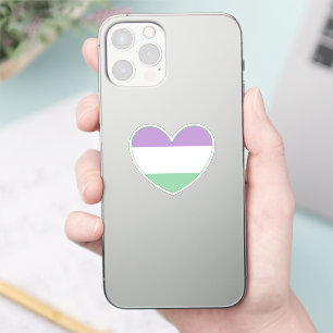 Gender Queer Purple, Green, White Pride Heart