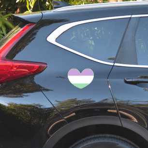 Gender Queer Purple, Green, White Pride Heart Stic