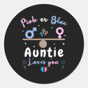Gender Reveal Auntie Gender Reveal Party  Classic Round Sticker