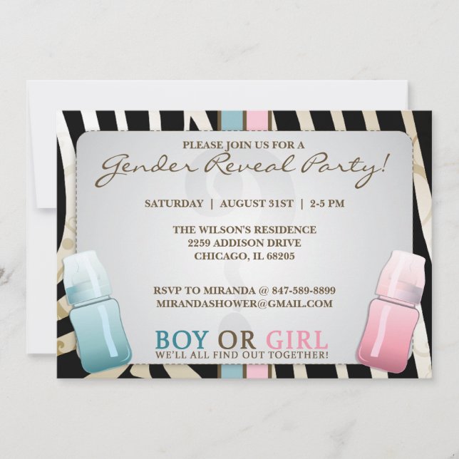 Gender Reveal Baby Bottle Boy or Girl  Invitations (Front)