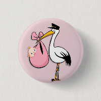 Gender Reveal Baby Girl White Stork Pink Cloth