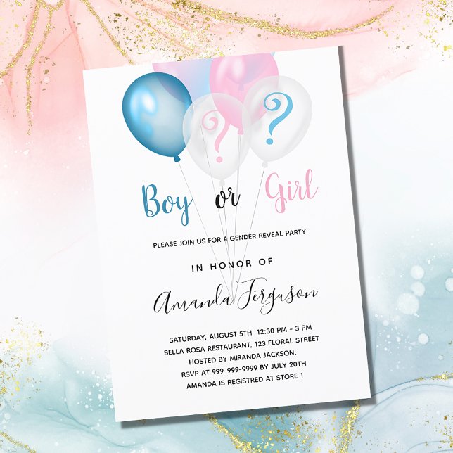 Gender reveal baby shower blue pink boy girl invitation (Creator Uploaded)