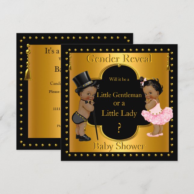 Gender Reveal Baby Shower Boy or Girl Ethnic Invitation (Front/Back)