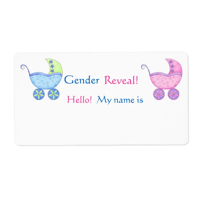 Gender Reveal Baby Shower Buggy Name Tag (Front)