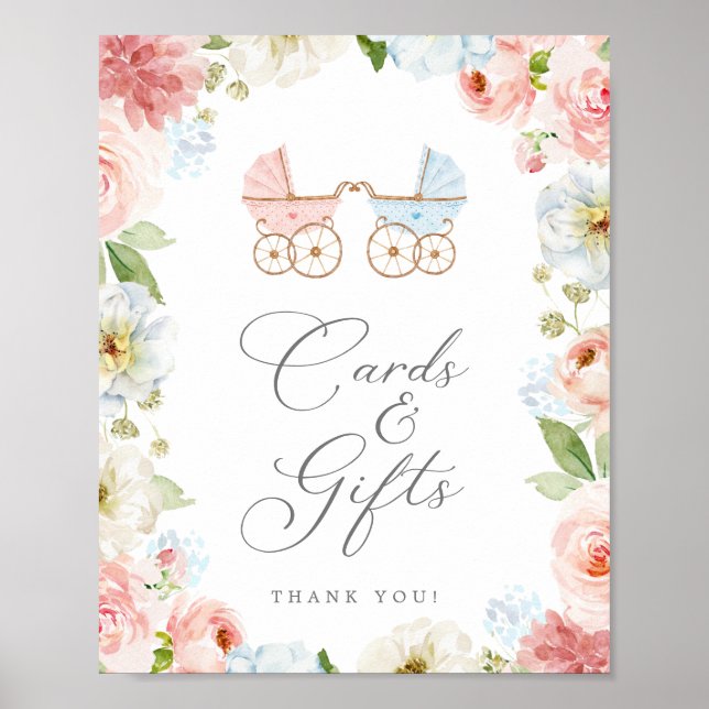 Gender Reveal Baby Shower Cards and Gifts Sign (Front)