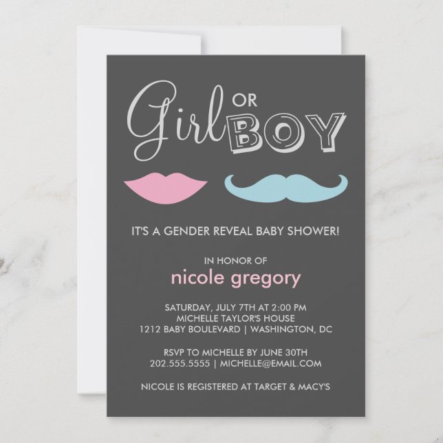 Gender Reveal Baby Shower Invitation (Front)