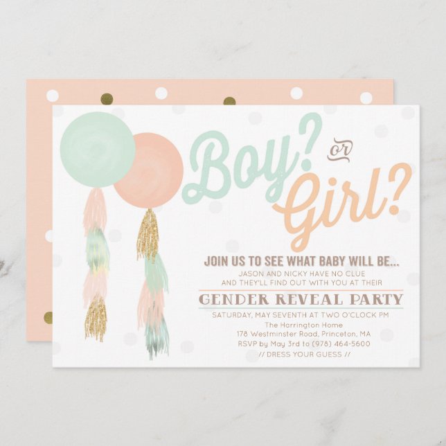 Gender Reveal Baby Shower Invitation (Front/Back)