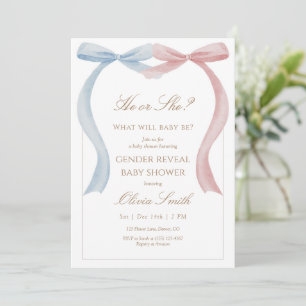 Gender Reveal Baby Shower Invitation Pink and Blue
