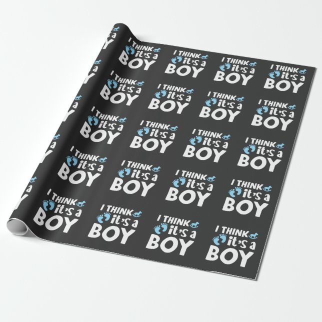 Gender Reveal - Baby Shower Party Boy Child Wrapping Paper (Unrolled)