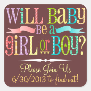 Gender Reveal Baby Shower Party - Custom Stickers