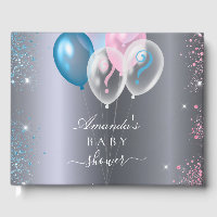 Gender reveal baby shower party silver blue pink