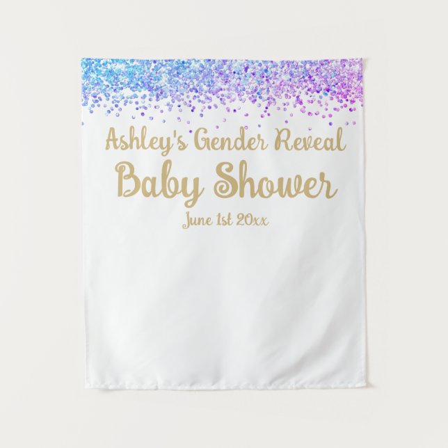 Gender Reveal Baby Shower Photobooth Backdrop Prop Tapestry (Front)