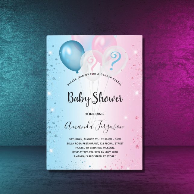 Gender reveal baby shower pink blue boy girl invitation (Creator Uploaded)